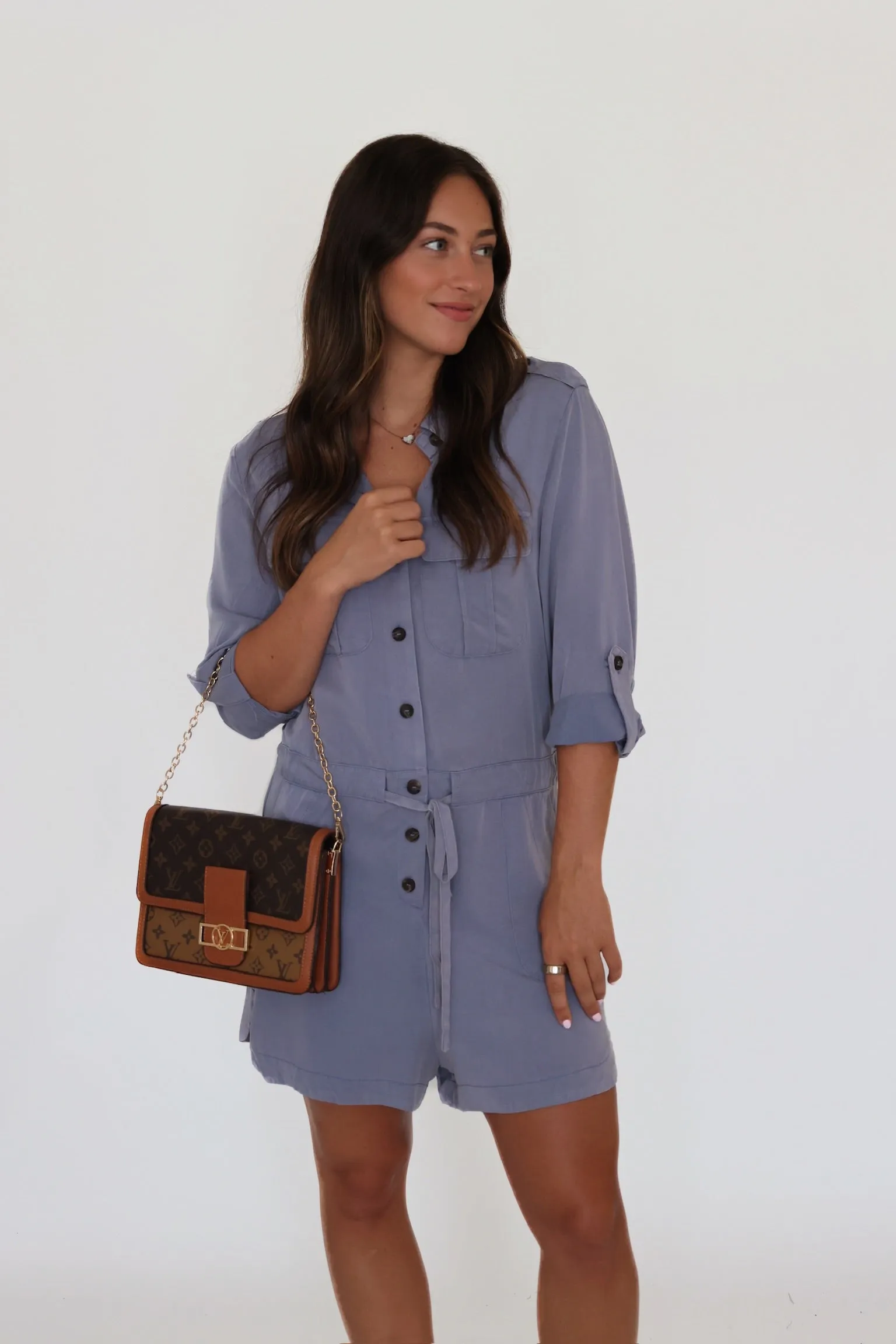 UVProtection Coating Wiley Utility Romper - Dusty Blue