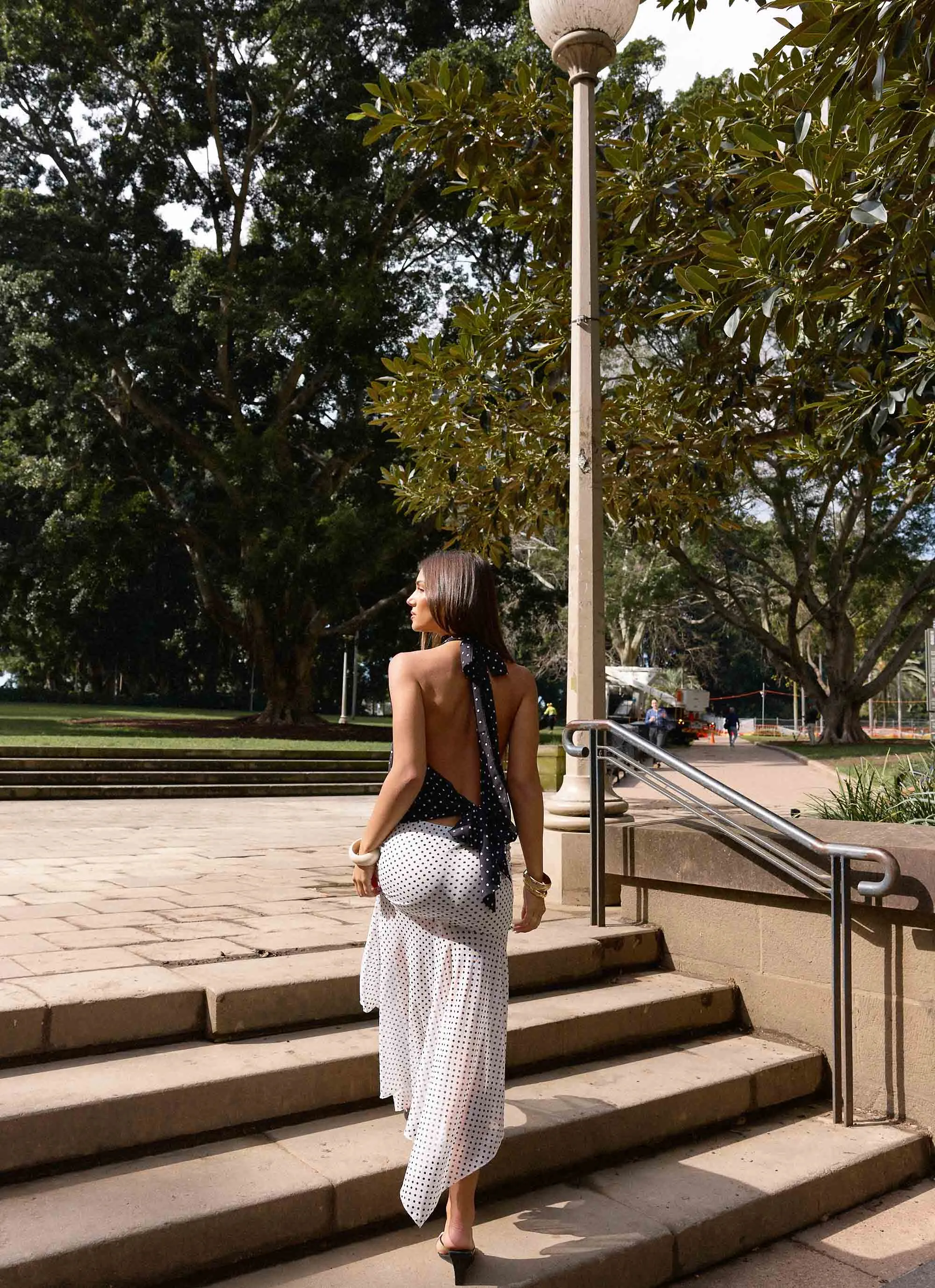 Willow Chiffon Top - Black Polkadot All Over Print Technique