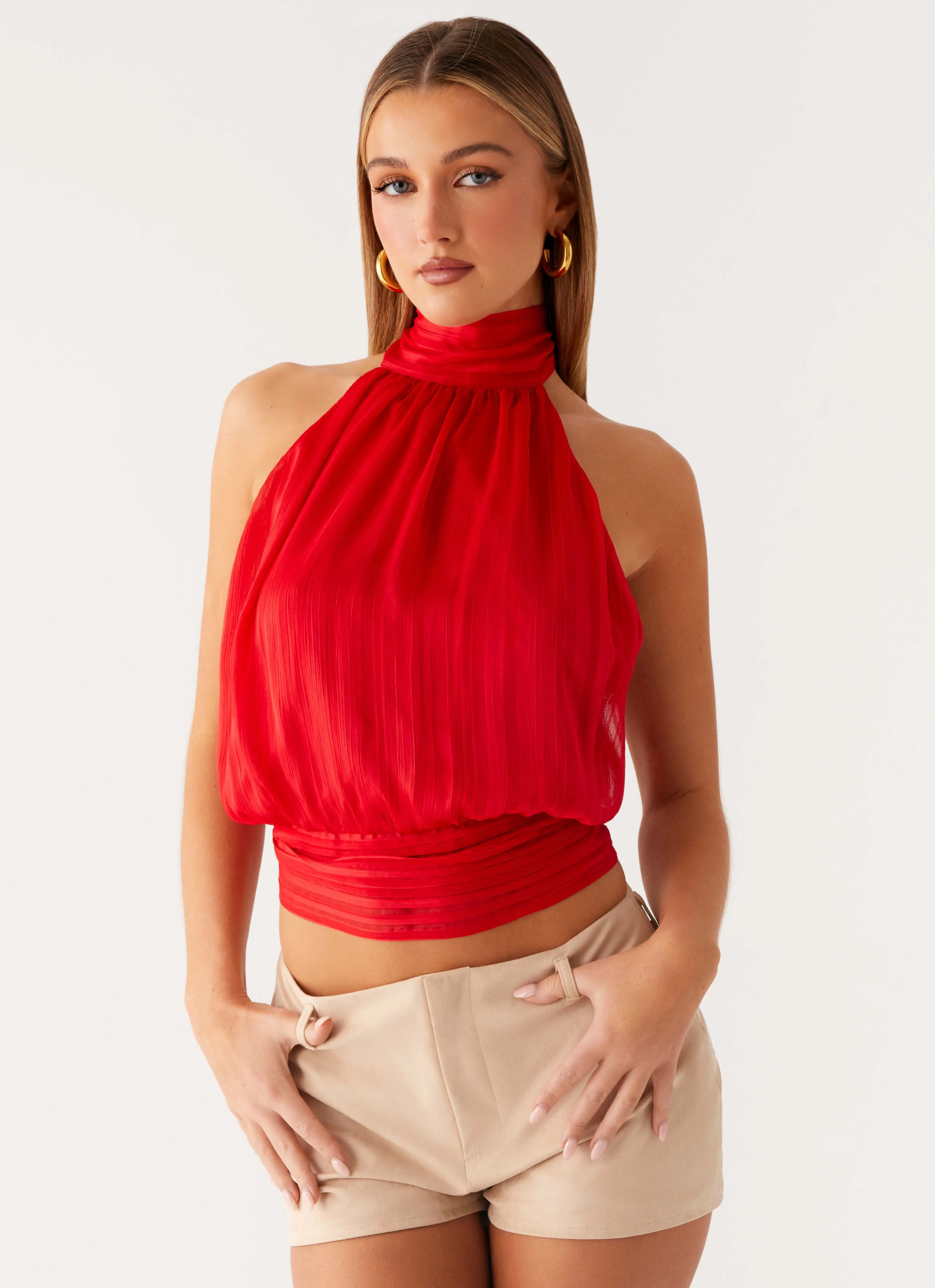 Willow Chiffon Top - Red EcoFriendly Dye Process