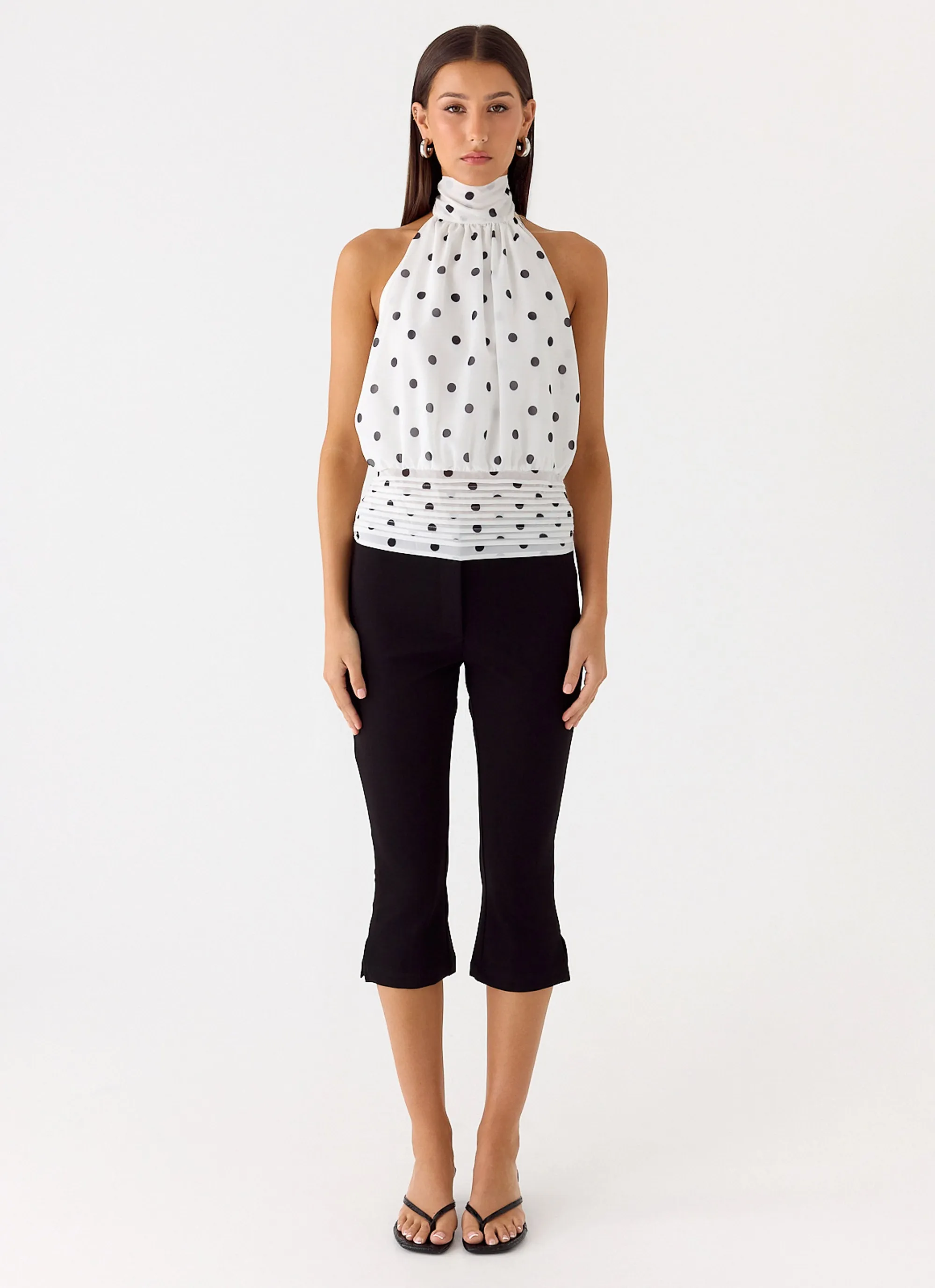 Willow Chiffon Top - White Polkadot TaglessLabel