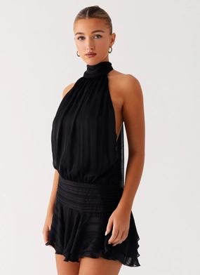 Bold Style Heritage-Brand Willow Chiffon Mini Dress - Black