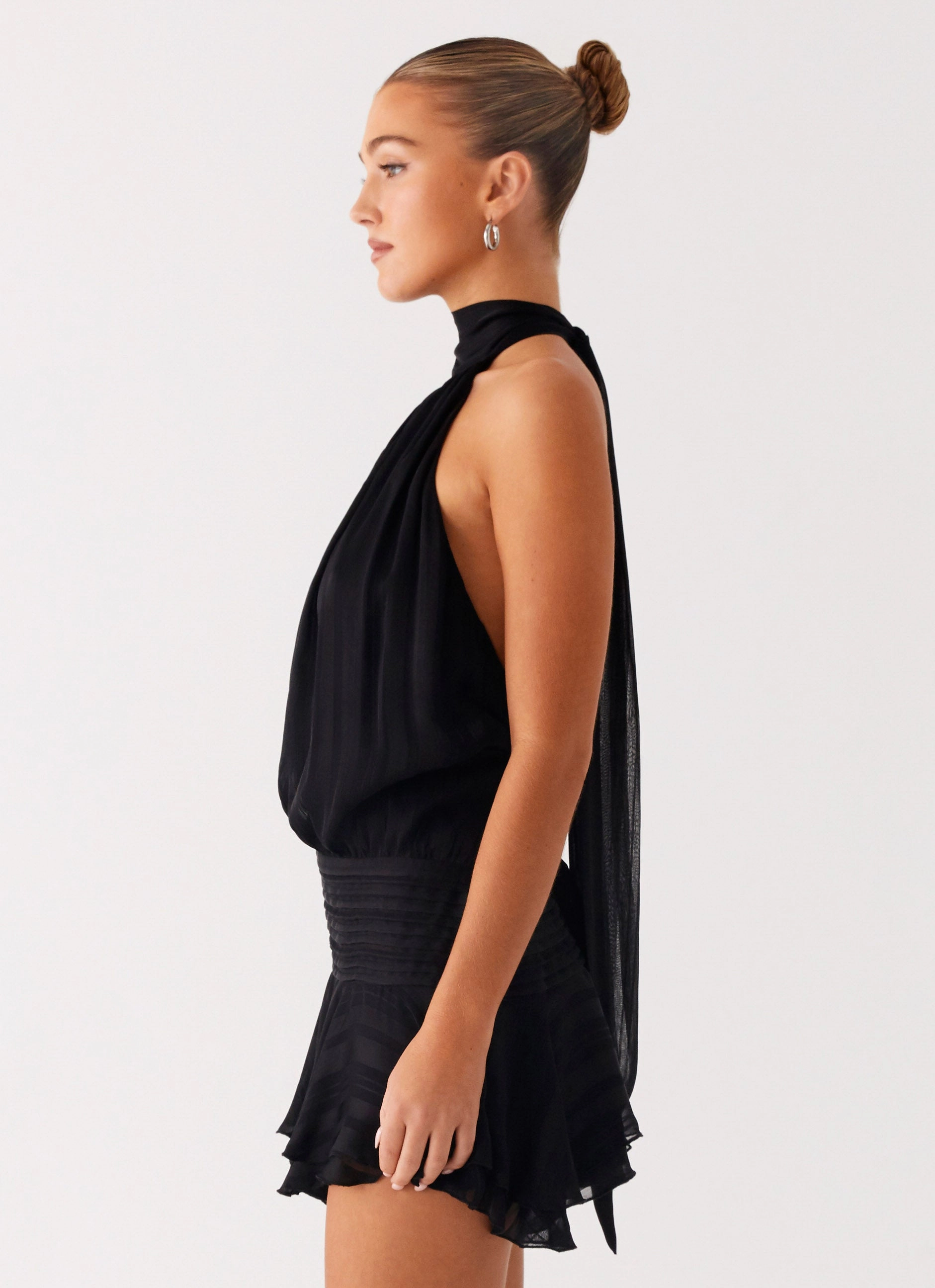 Stylish Look Willow Chiffon Mini Dress - Black