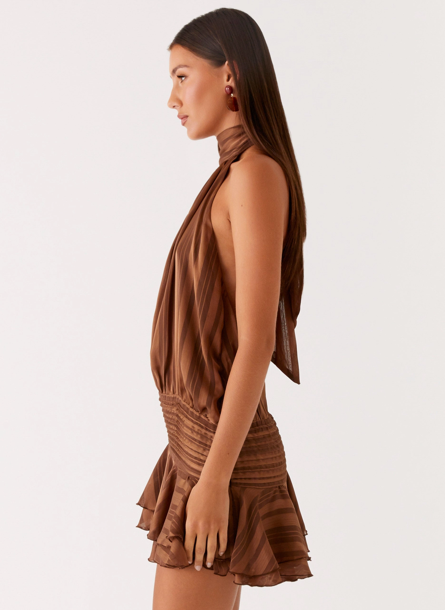 Urban Ready Willow Chiffon Mini Dress - Chocolate