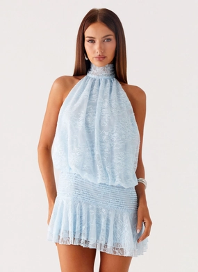 Willow Lace Mini Dress - Blue Urban Motion Fall Outfit