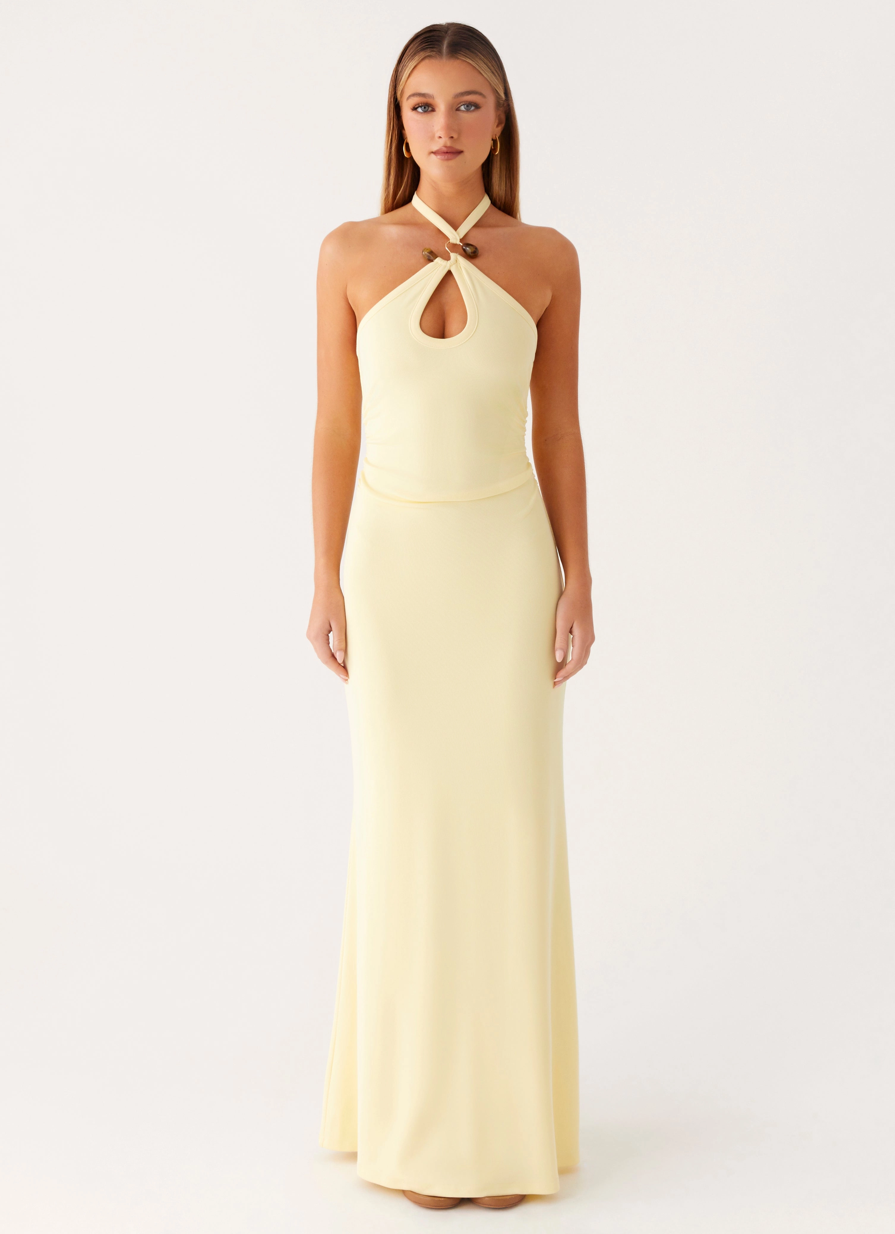 Instant Attraction Maxi Dress - Yellow Tailored Silhouette Youthful Style