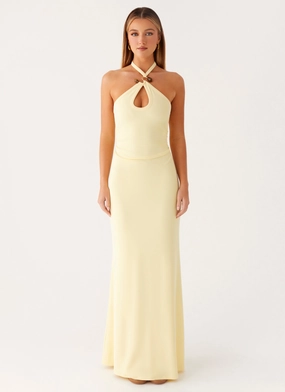 Instant Attraction Maxi Dress - Yellow Tailored Silhouette Youthful Style