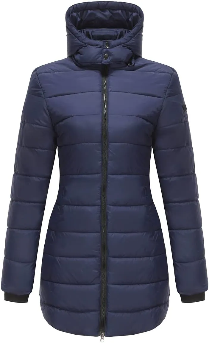 Winter Coats for Women Warm Puffer Jacket Long Sleeve Full Zipper Coat Lightweight Down Jackets Outerwear with Pockets