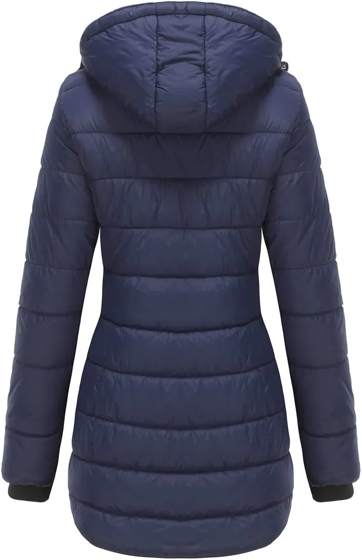 Winter Coats for Women Warm Puffer Jacket Long Sleeve Full Zipper Coat Lightweight Down Jackets Outerwear with Pockets