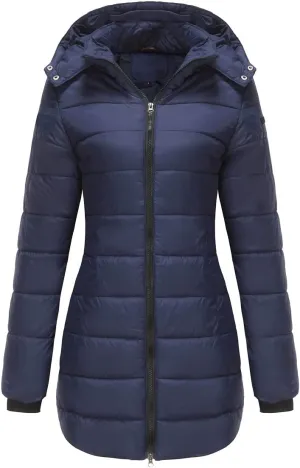 Winter Coats for Women Warm Puffer Jacket Long Sleeve Full Zipper Coat Lightweight Down Jackets Outerwear with Pockets
