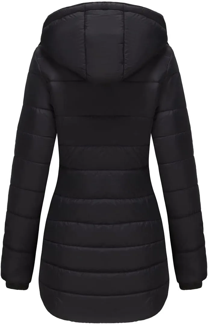Winter Coats for Women Warm Puffer Jacket Long Sleeve Full Zipper Coat Lightweight Down Jackets Outerwear with Pockets