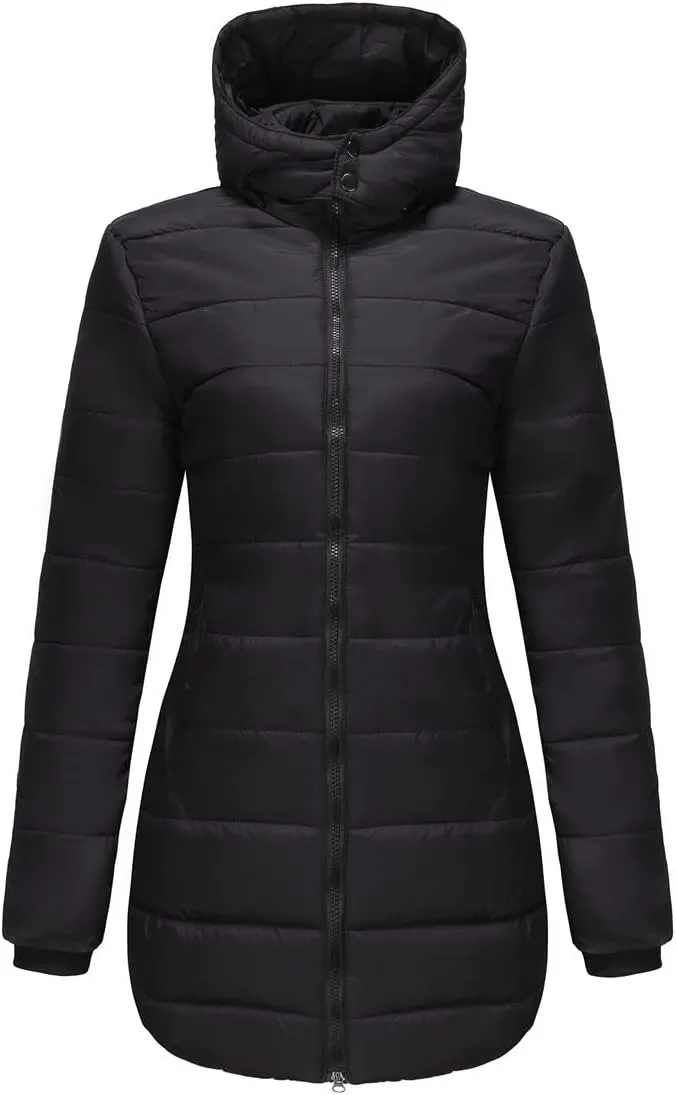Winter Coats for Women Warm Puffer Jacket Long Sleeve Full Zipper Coat Lightweight Down Jackets Outerwear with Pockets