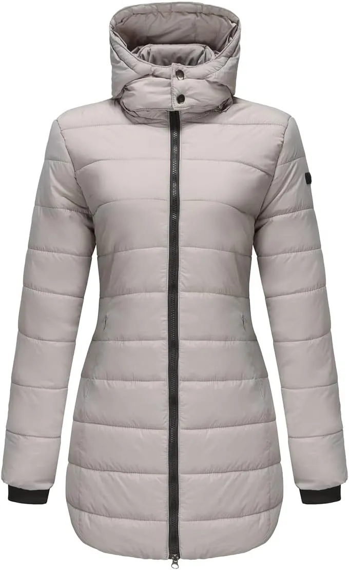 Winter Coats for Women Warm Puffer Jacket Long Sleeve Full Zipper Coat Lightweight Down Jackets Outerwear with Pockets