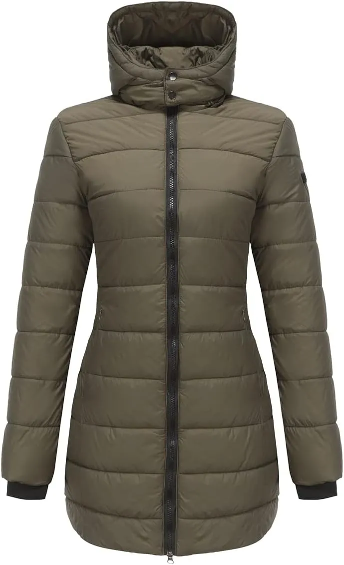 Winter Coats for Women Warm Puffer Jacket Long Sleeve Full Zipper Coat Lightweight Down Jackets Outerwear with Pockets
