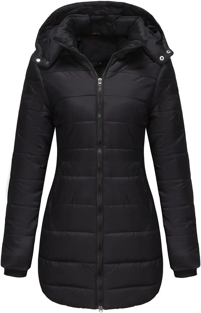 Winter Coats for Women Warm Puffer Jacket Long Sleeve Full Zipper Coat Lightweight Down Jackets Outerwear with Pockets