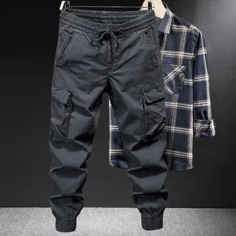 Winter Motorcycle Cargo Pants for Men - Black Fleece-lined Outdoor Biker Trousers, Plus Size, High-Quality Designer