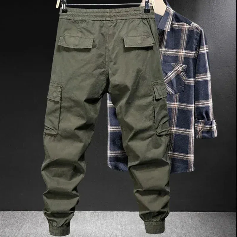 Winter Motorcycle Cargo Pants for Men - Black Fleece-lined Outdoor Biker Trousers, Plus Size, High-Quality Designer