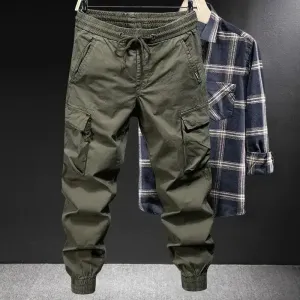 Winter Motorcycle Cargo Pants for Men - Black Fleece-lined Outdoor Biker Trousers, Plus Size, High-Quality Designer