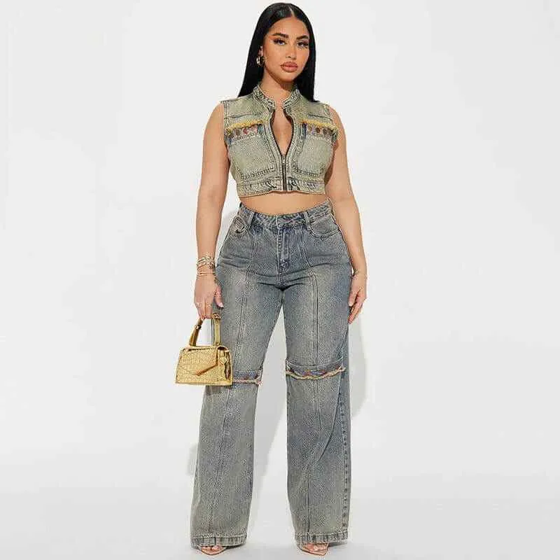 Women Baggy Wide Leg Denim Jeans