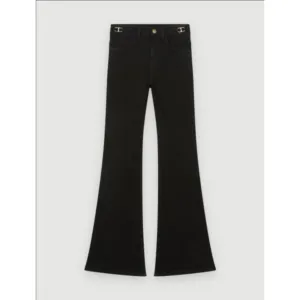 Women Flare Jeans With Bits - Black