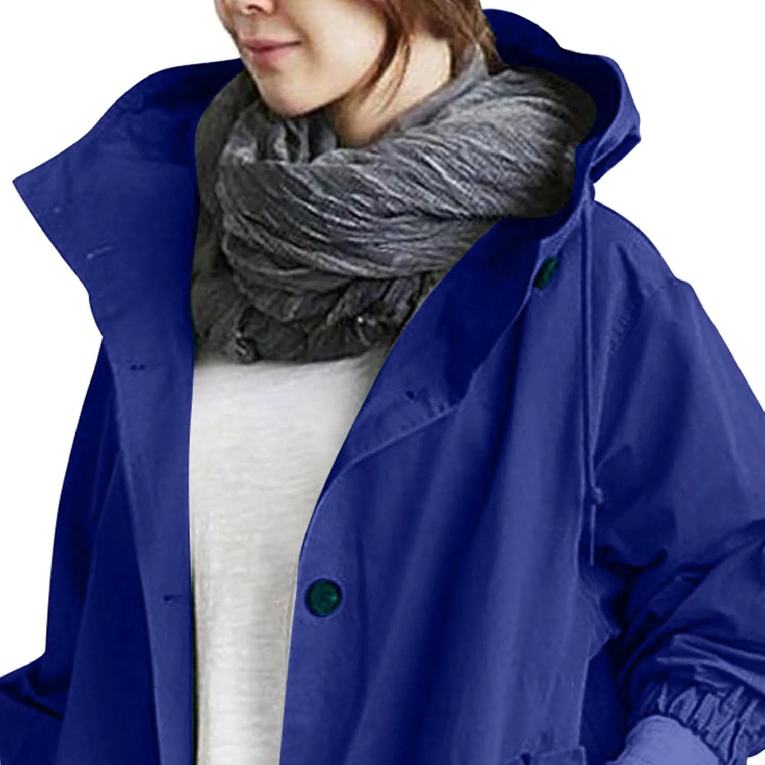 Women Hooded Windbreaker Trench Coat Single Breasted Windproof Long Overcoat Lightweight Fashion Jackets Outerwear