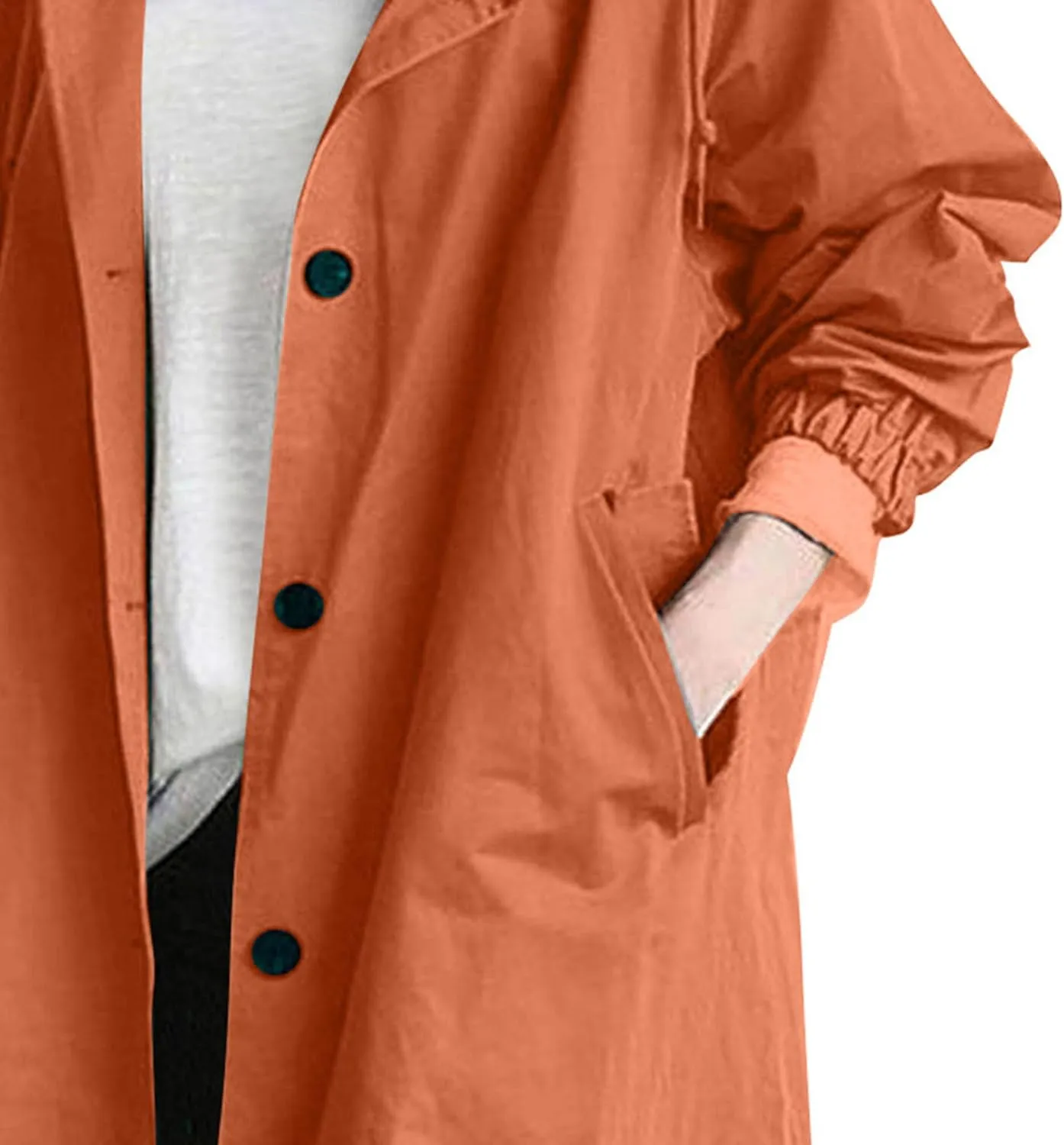 Women Hooded Windbreaker Trench Coat Single Breasted Windproof Long Overcoat Lightweight Fashion Jackets Outerwear