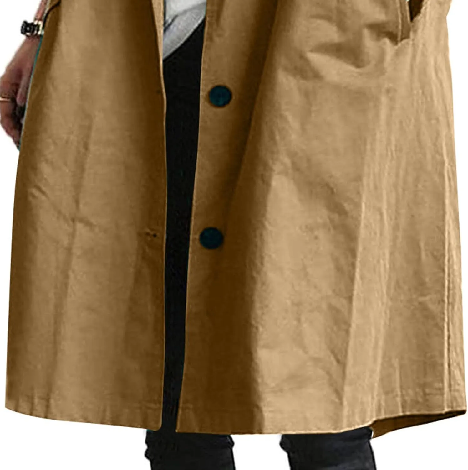 Women Hooded Windbreaker Trench Coat Single Breasted Windproof Long Overcoat Lightweight Fashion Jackets Outerwear
