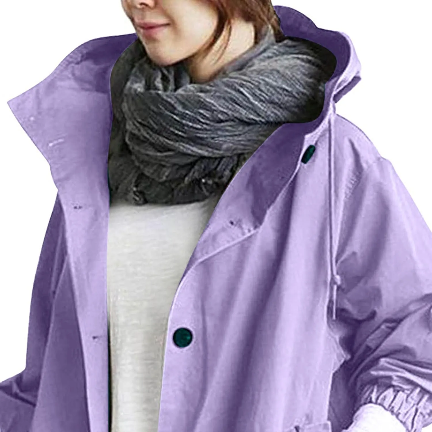 Women Hooded Windbreaker Trench Coat Single Breasted Windproof Long Overcoat Lightweight Fashion Jackets Outerwear