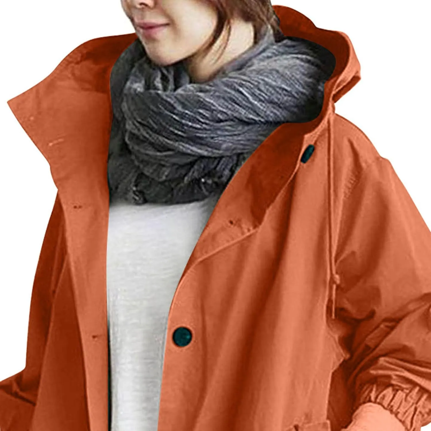 Women Hooded Windbreaker Trench Coat Single Breasted Windproof Long Overcoat Lightweight Fashion Jackets Outerwear