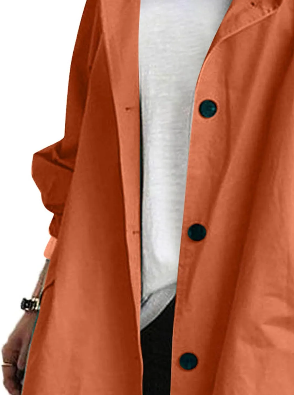 Women Hooded Windbreaker Trench Coat Single Breasted Windproof Long Overcoat Lightweight Fashion Jackets Outerwear