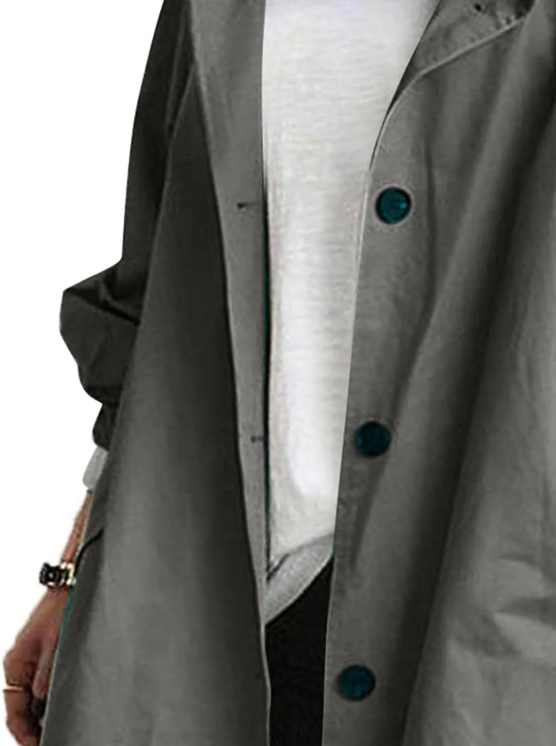 Women Hooded Windbreaker Trench Coat Single Breasted Windproof Long Overcoat Lightweight Fashion Jackets Outerwear