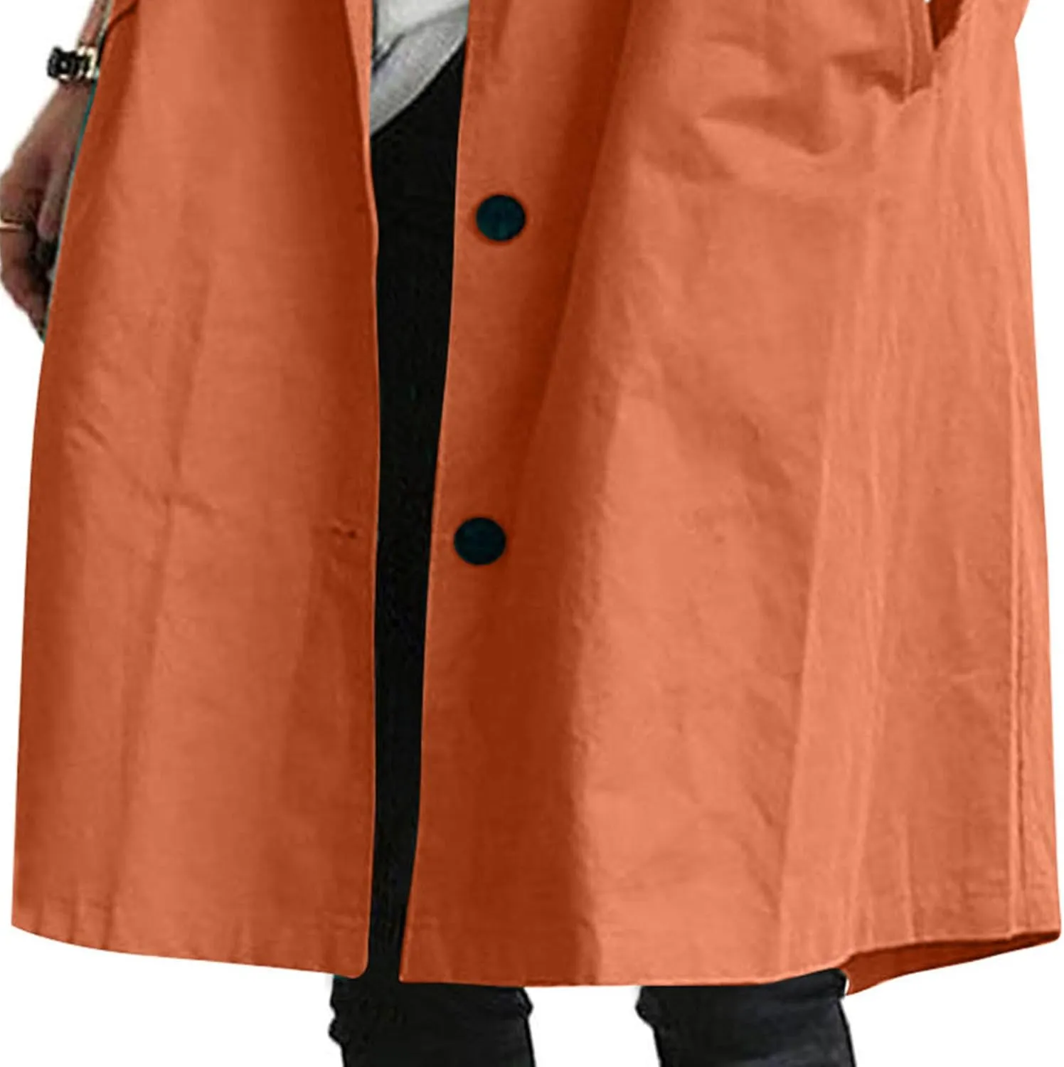 Women Hooded Windbreaker Trench Coat Single Breasted Windproof Long Overcoat Lightweight Fashion Jackets Outerwear