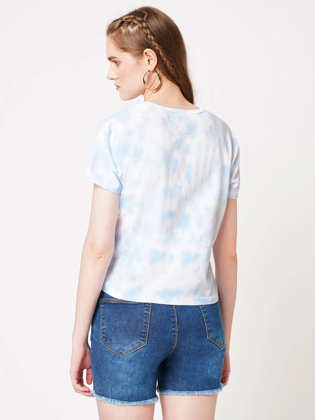 Women Tie & Dye Relaxed Fit Crop T-Shirt