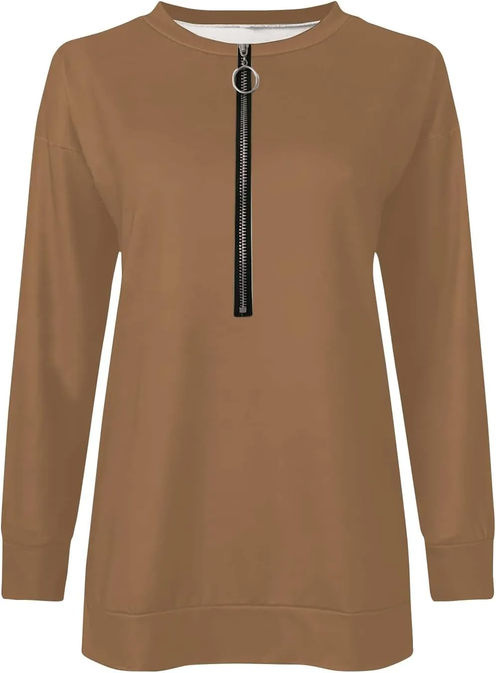Womens 2024 Fall Oversized Sweatshirts Hoodies Quarter Zip Pullover Lapel Collar Drop Shoulder Pullover Tops