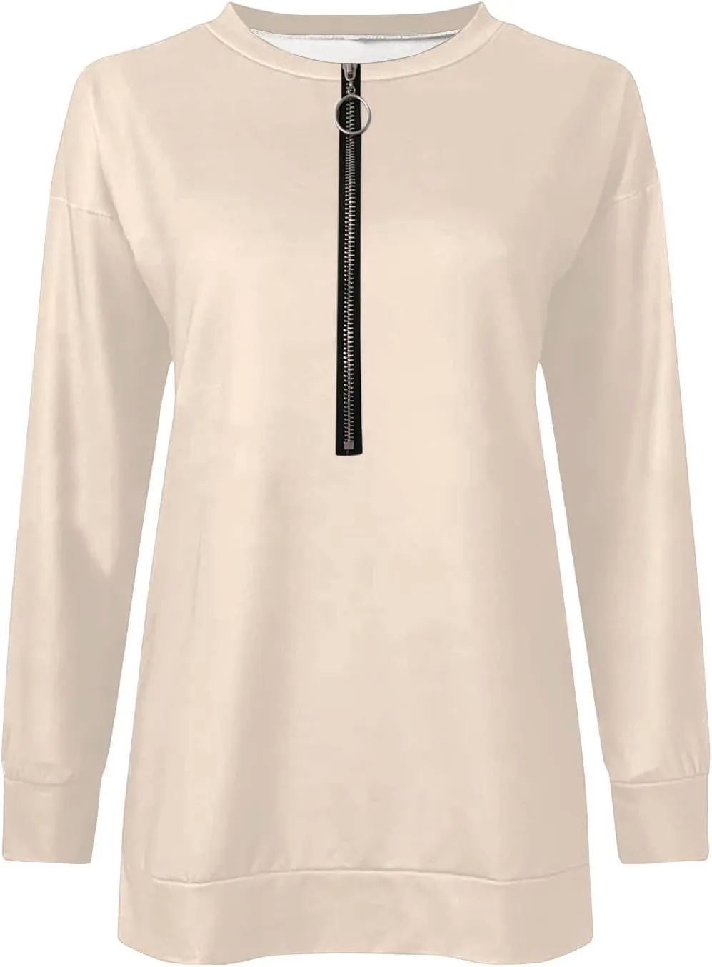Womens 2024 Fall Oversized Sweatshirts Hoodies Quarter Zip Pullover Lapel Collar Drop Shoulder Pullover Tops