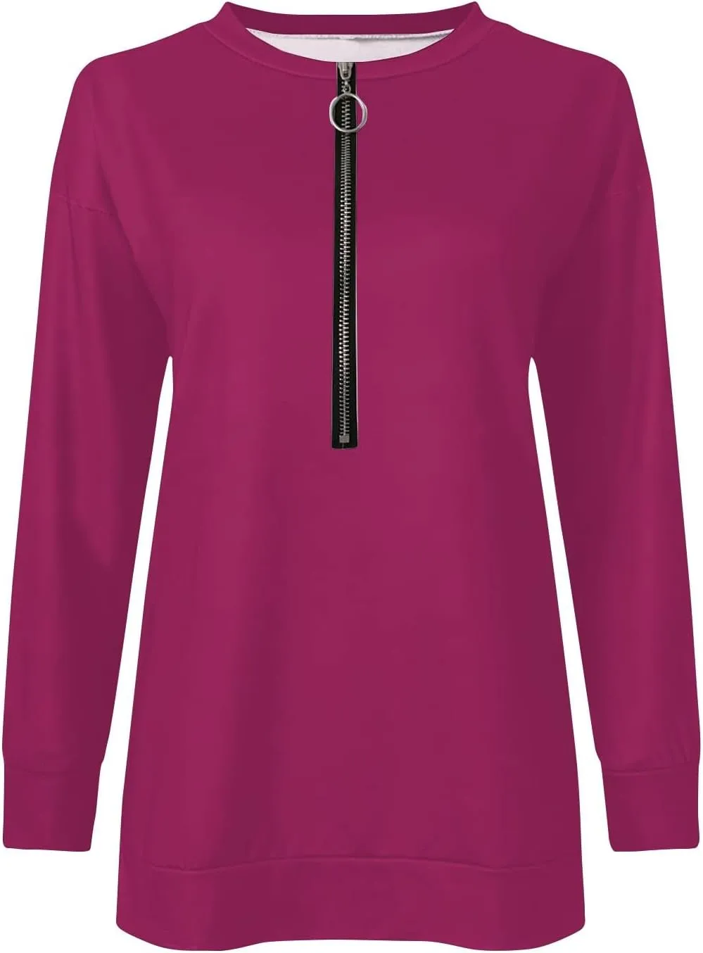 Womens 2024 Fall Oversized Sweatshirts Hoodies Quarter Zip Pullover Lapel Collar Drop Shoulder Pullover Tops
