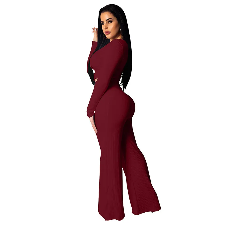 Women's Autumn Casual Polyester Two-Piece Jumpsuit With Buttons