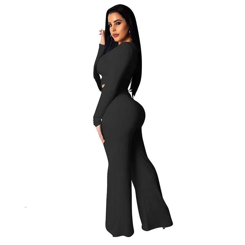 Women's Autumn Casual Polyester Two-Piece Jumpsuit With Buttons