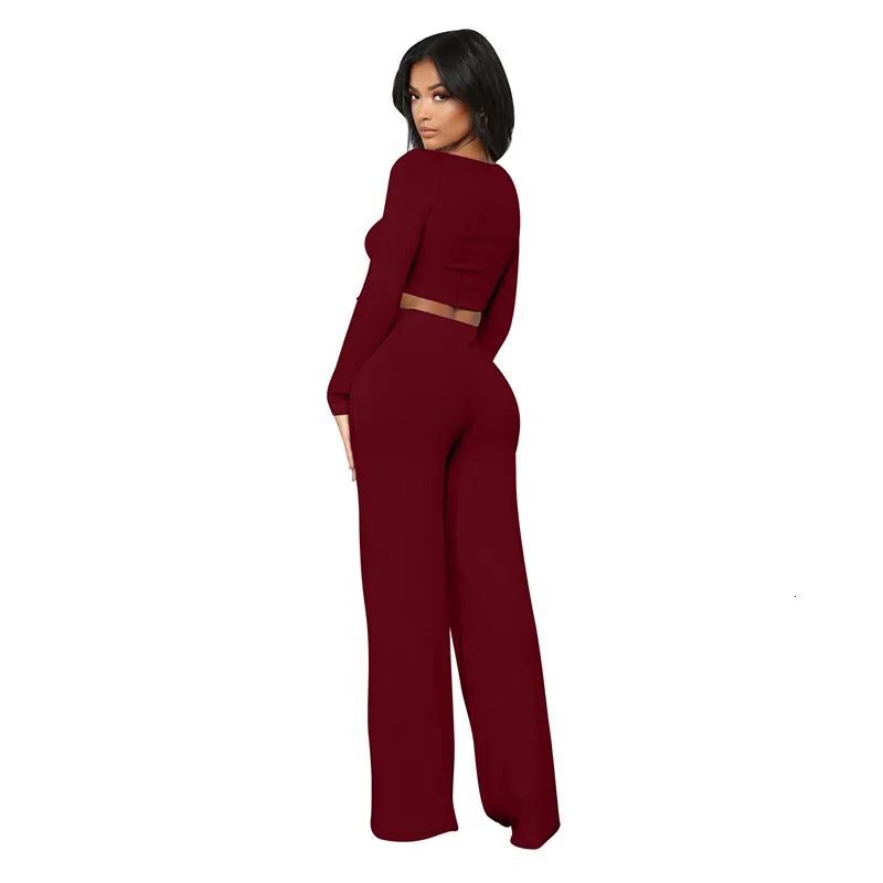 Women's Autumn Casual Polyester Two-Piece Jumpsuit With Buttons
