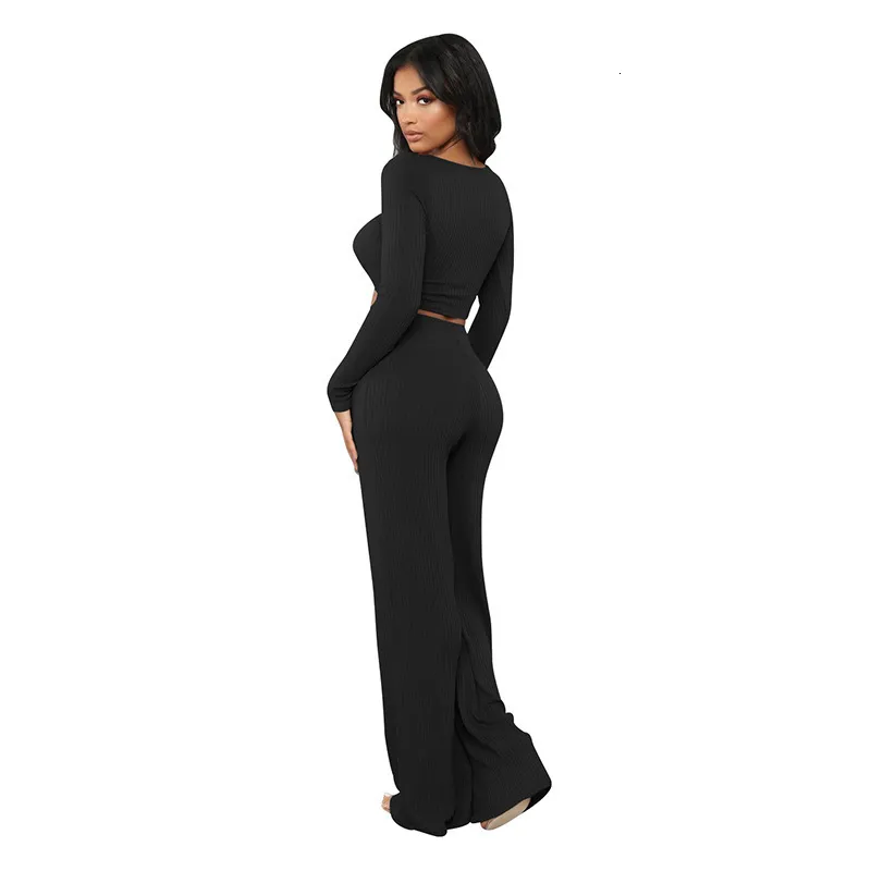 Women's Autumn Casual Polyester Two-Piece Jumpsuit With Buttons