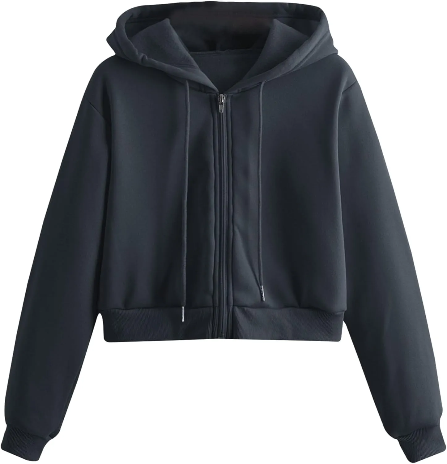 Women's Casual Athletic Fleece Lined Long Sleeve Zip Up Cropped Sweatshirts Hoodies Tops