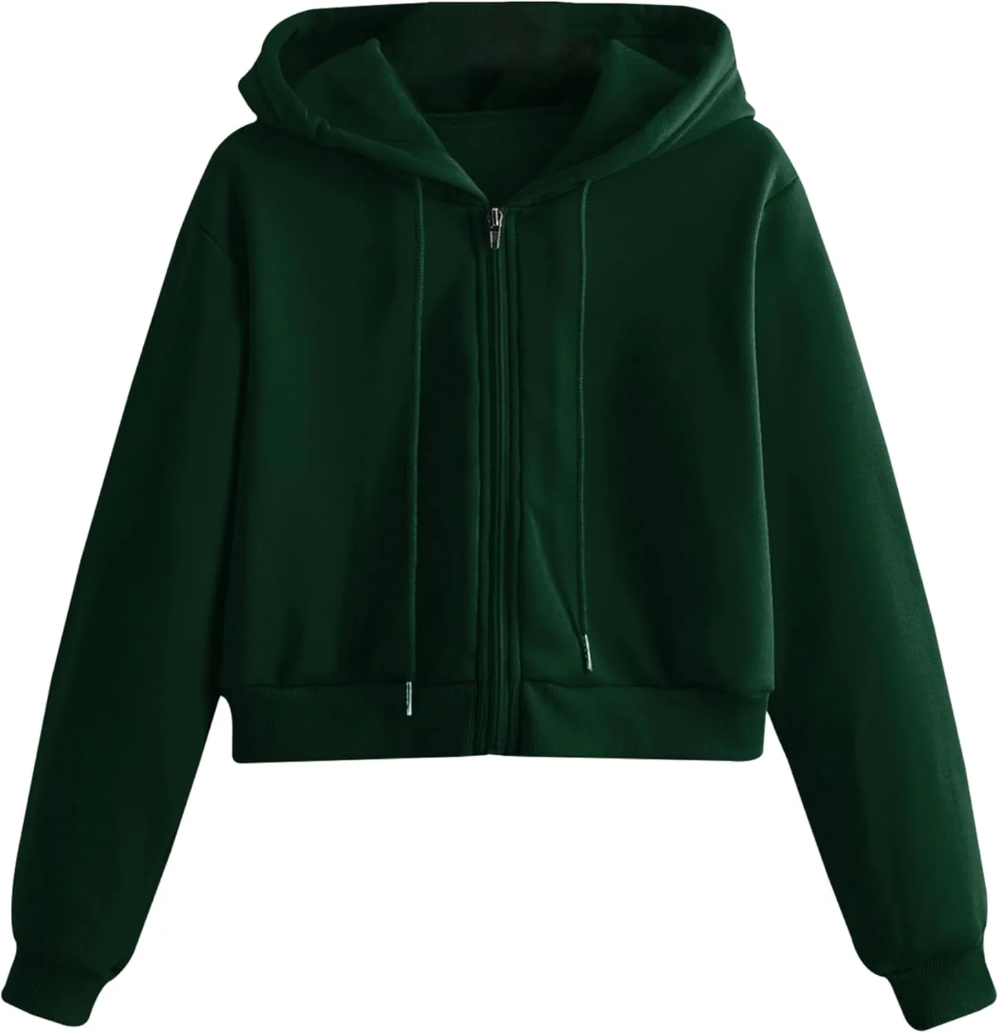 Women's Casual Athletic Fleece Lined Long Sleeve Zip Up Cropped Sweatshirts Hoodies Tops