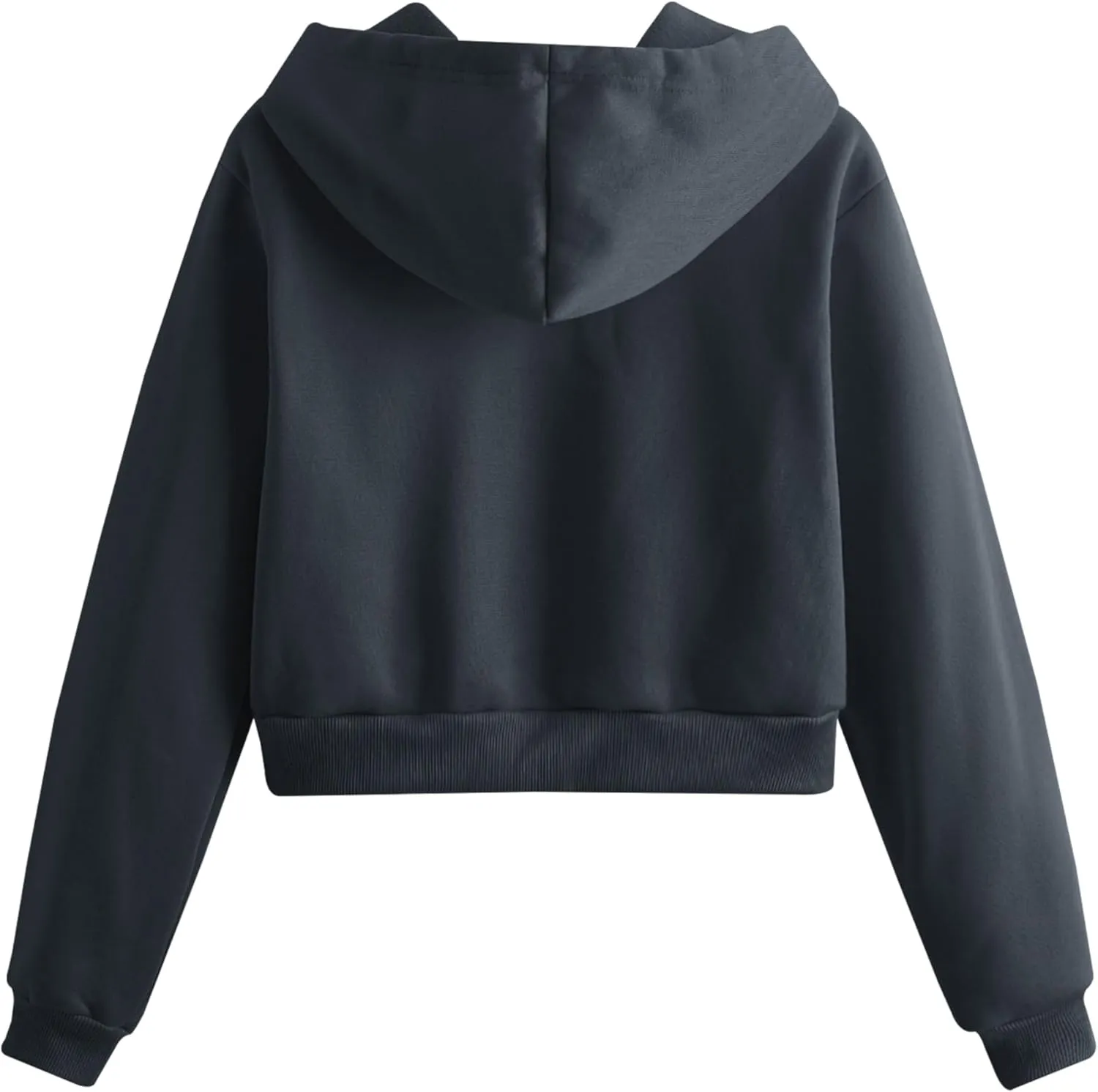 Women's Casual Athletic Fleece Lined Long Sleeve Zip Up Cropped Sweatshirts Hoodies Tops