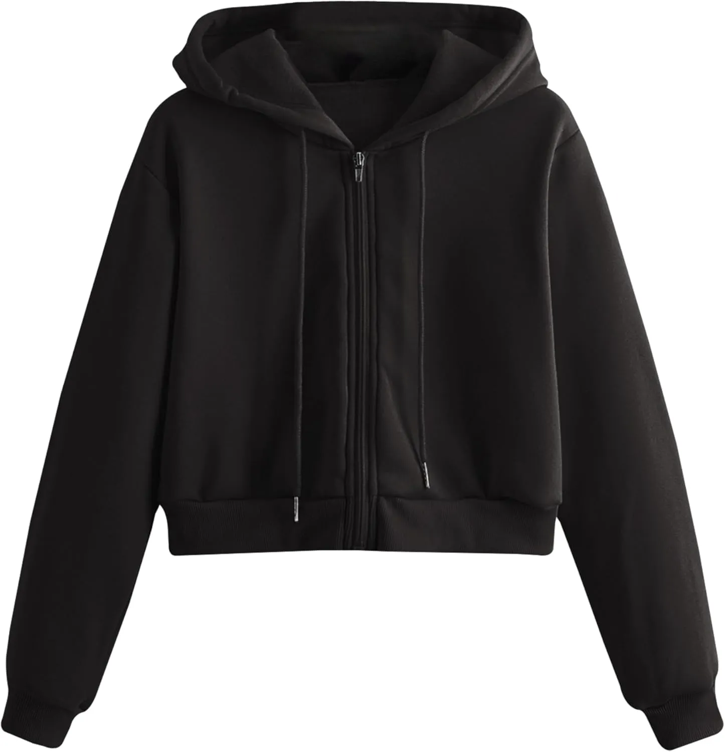 Women's Casual Athletic Fleece Lined Long Sleeve Zip Up Cropped Sweatshirts Hoodies Tops