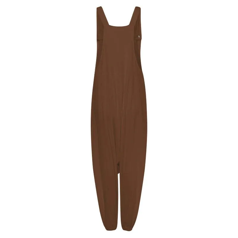 Women's Casual Cotton Sleeveless Jumpsuit