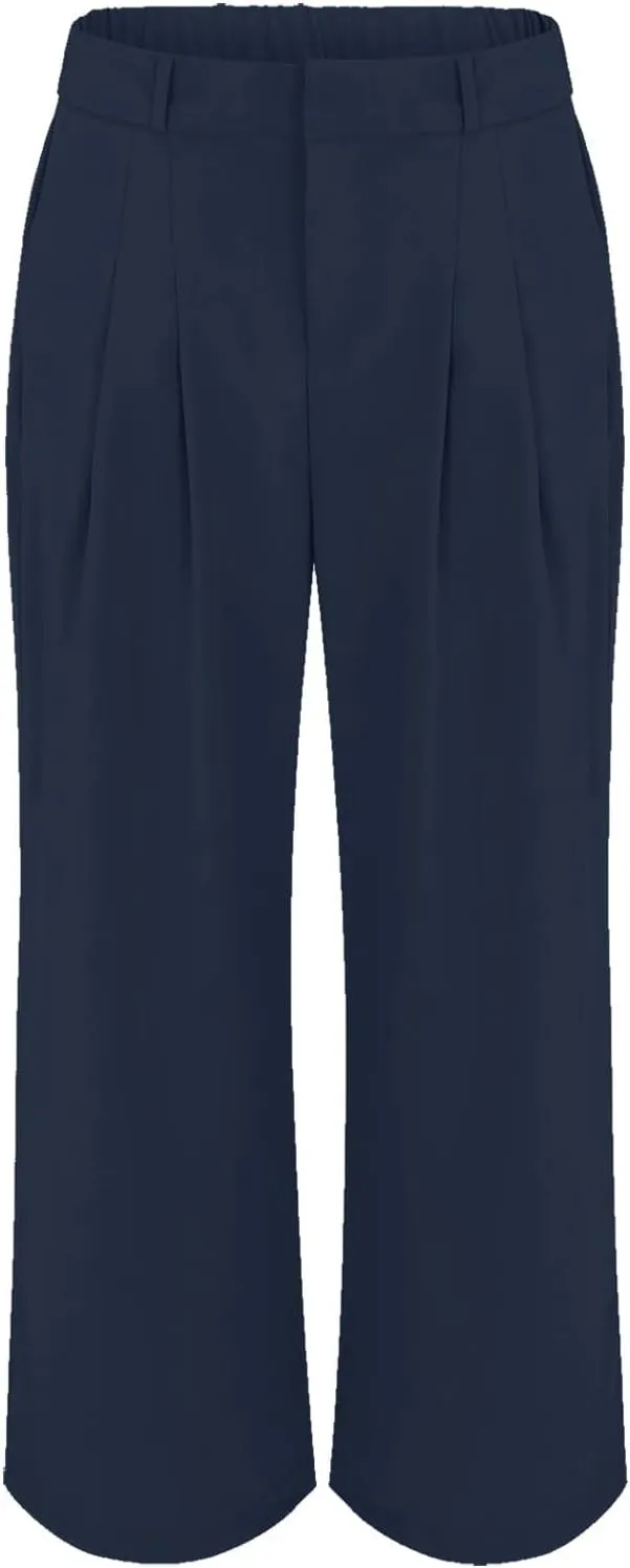 Womens Casual Wide Leg Dress Pants High Waist Tailored Button Down Trousers with Pockets Straight Suit Pants Slacks