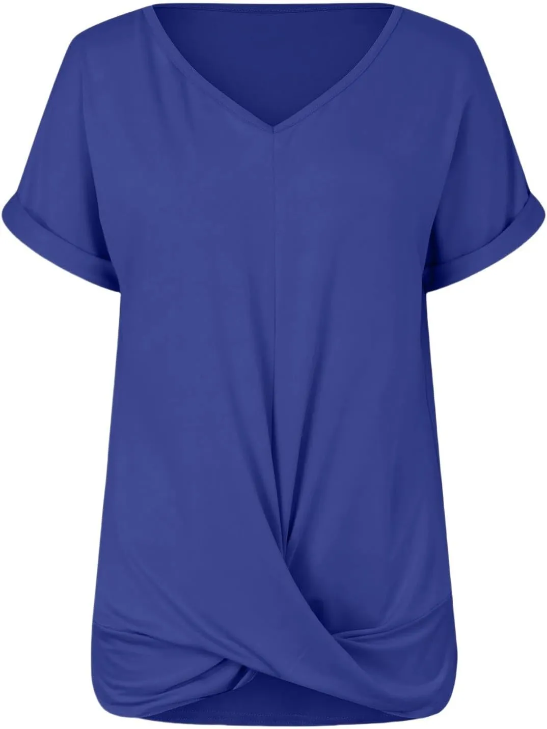Women's Comfy Casual Summer Tops Short Sleeve V Neck Blouses T Shirts Twist Knot Basic Tees T Shirt Loose