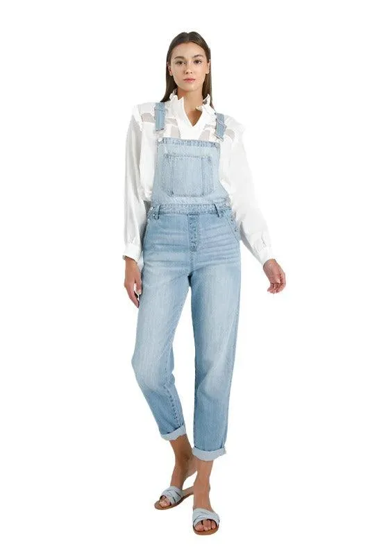 Womens Cropped Bib Denim Jean Overalls