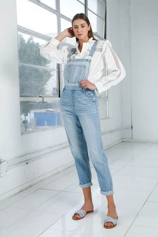 Womens Cropped Bib Denim Jean Overalls
