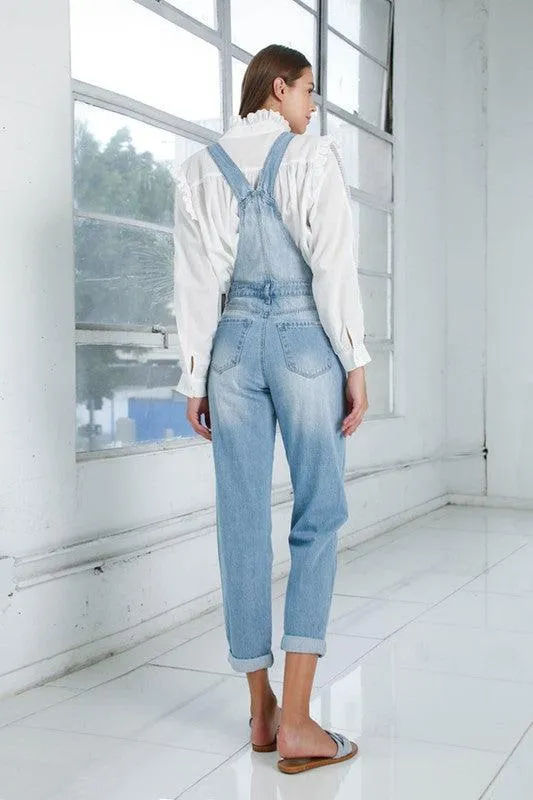 Womens Cropped Bib Denim Jean Overalls
