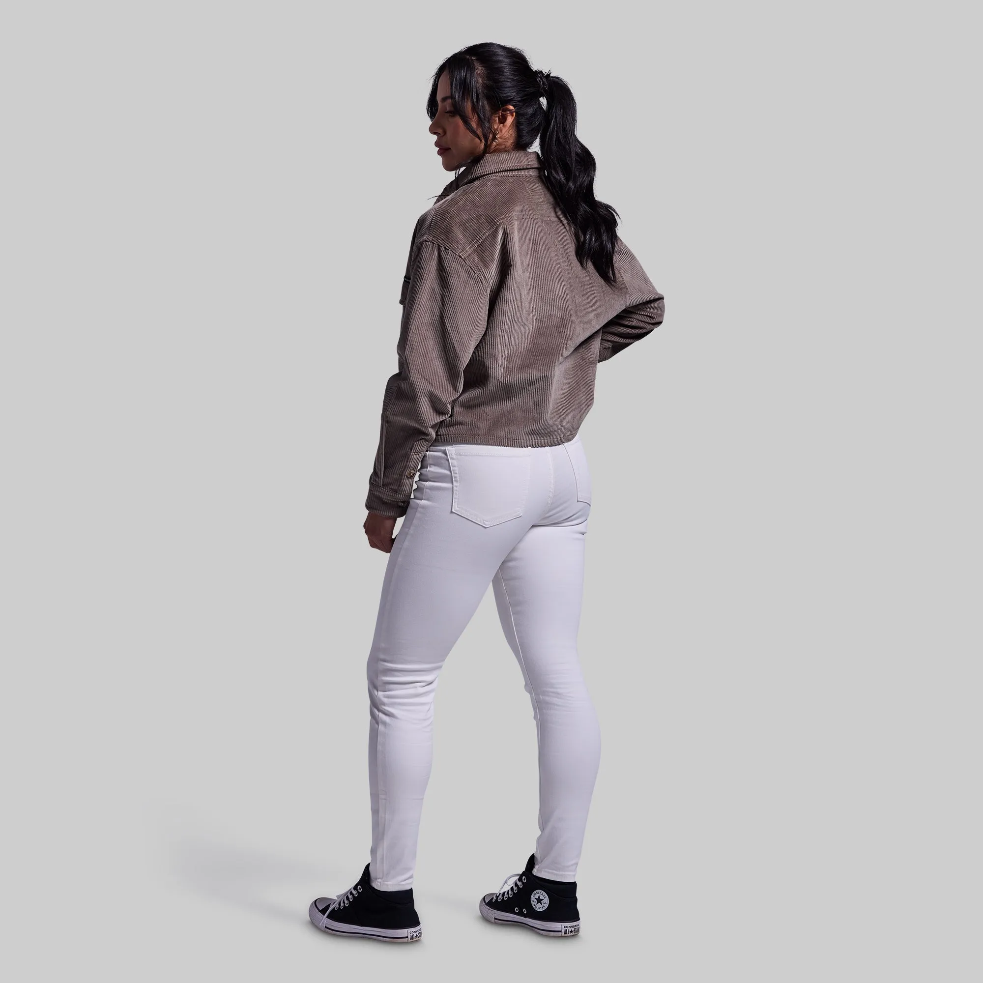 Women’s Cropped Corduroy Shirt (Elephant)